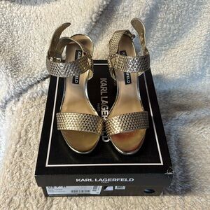 Karl lagerfeld Paris women heels style cieone color, gold size 7